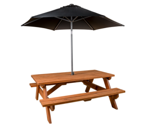 Rustic Picnic Table with Umbrella